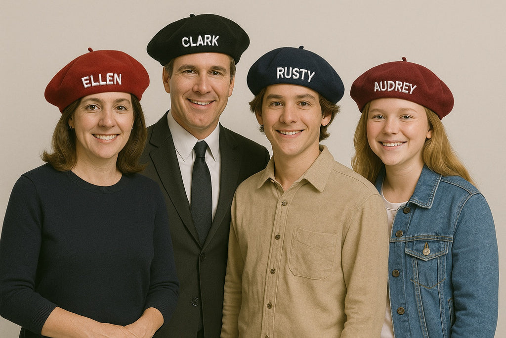 European Vacation, Berets, Customized or Monogrammed Custom Beret, Pick Your Color and Custom Text  100% Wool (Fonts in Picture Gallery)