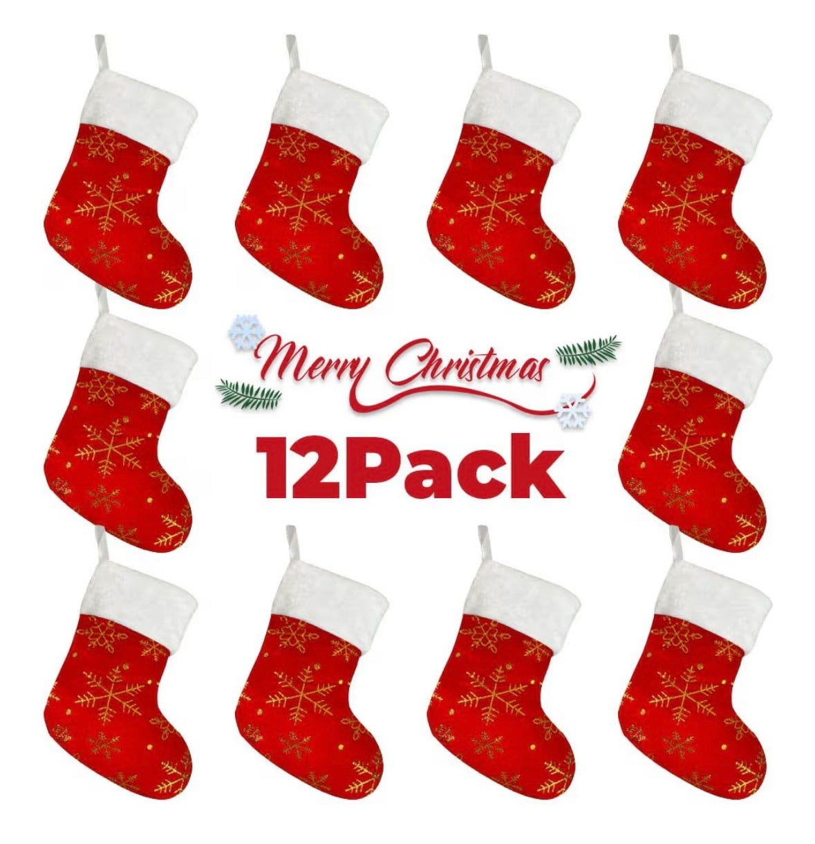 Mini Christmas Plush Stockings Bulk 12 PACK 9223D
