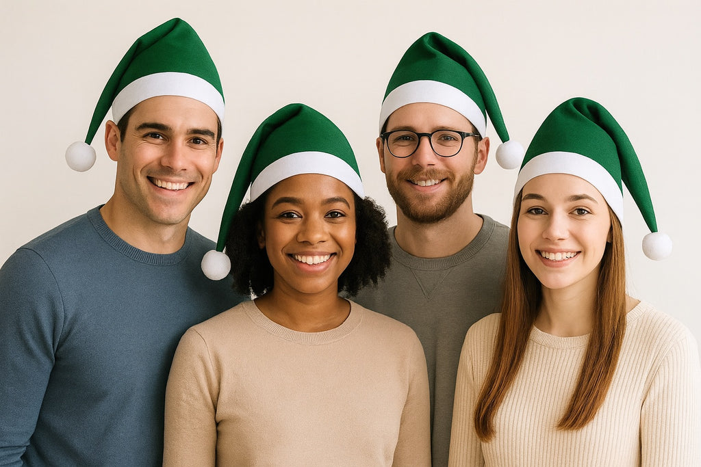 Green Santa Hats Bulk Classic Felt 12 PACK 22.5" Standard Adult SIze 1512G