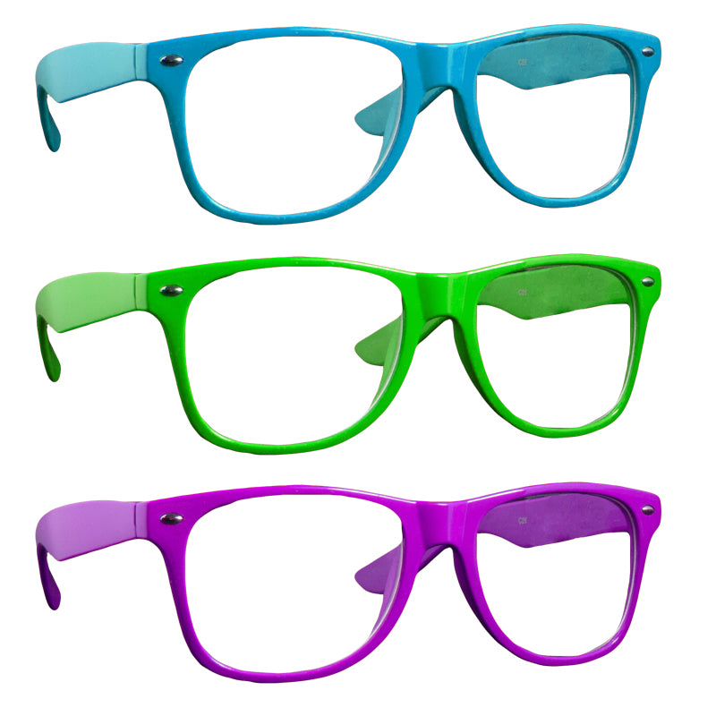 Iconic 80's Style Sunglasses | Clear Lens Sunglasses Adult Size Mixed Colors 1080