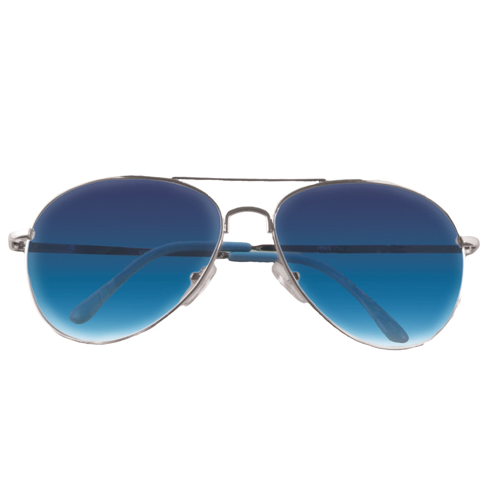 Silver Frame and Blue Lens Aviator Sunglasses 12 PACK 1103