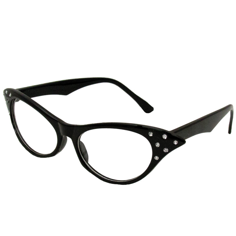 Black Rhinestone Cat Eye Glasses 1189