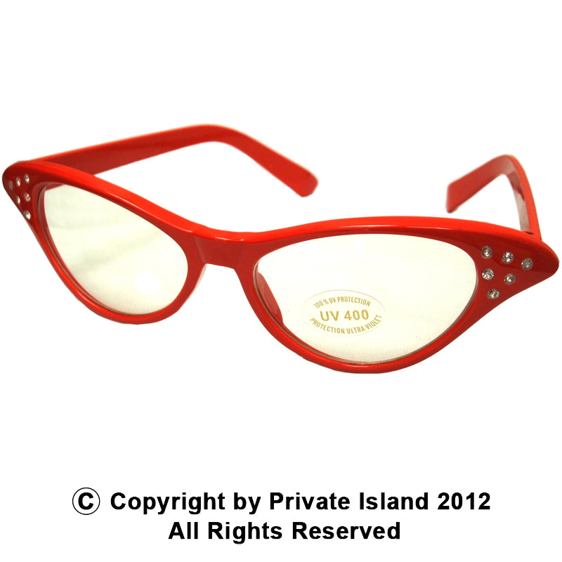 12 PACK Red Rhinestone Cat Eye Glasses WS1190D