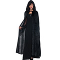 Black Long Velvet Hooded Cloak 4546