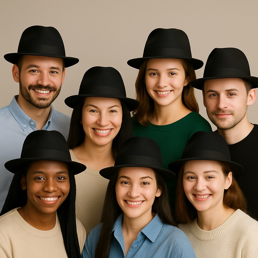 Black Fedora Hats Gangster Pop Star Cotton WS1311D Adult Size