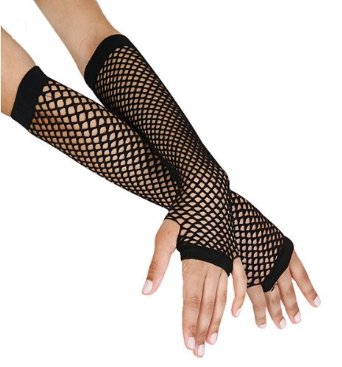 80's Long Fishnet Gloves - Black 1230 12 PACK