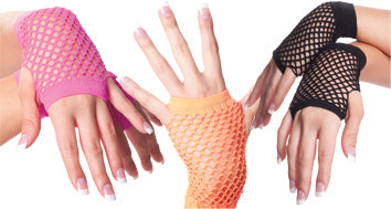 Fishnet Gloves Short Mix Colors 12 PACK 1235a