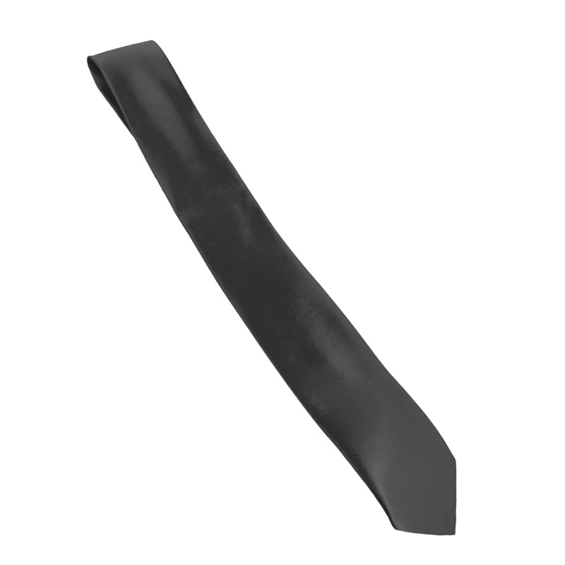 Black Satin Skinny Narrow Tie 2.25" Wide Standard 1272