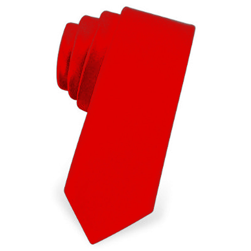 Red Satin Skinny Narrow Tie 2.25" Wide Standard 1274