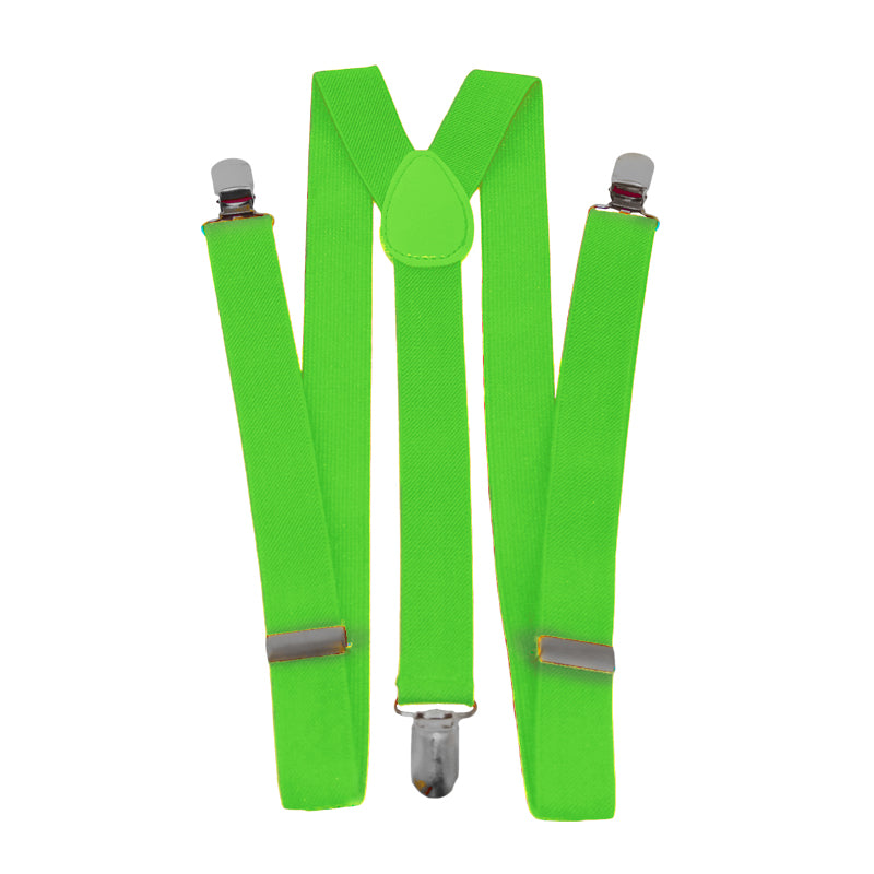 Lime Green Suspenders Elastic Clip On 1284