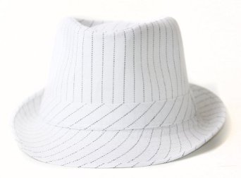 Fedora Hat White Gangster Pinstripe 1318