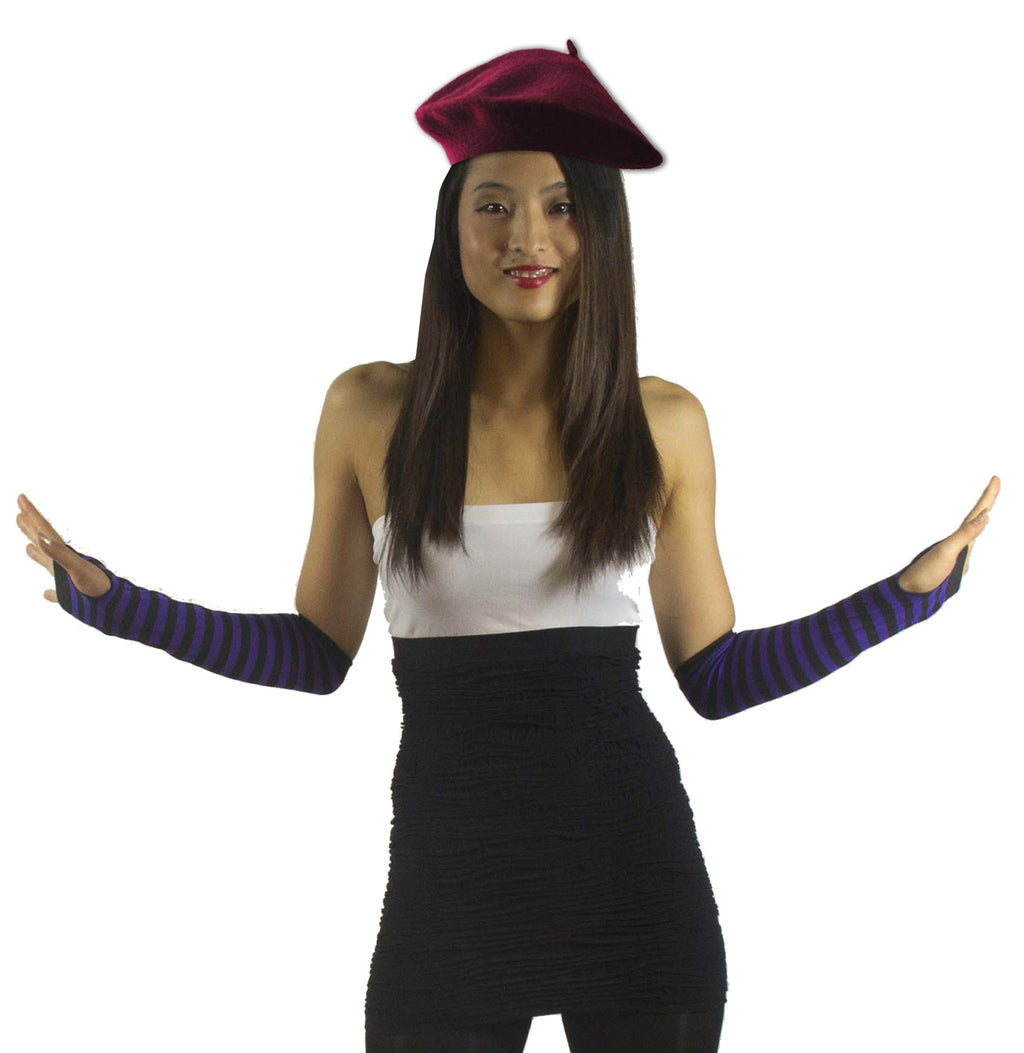 Burgundy Beret Wool 22.5" Standard Adult Size 1363