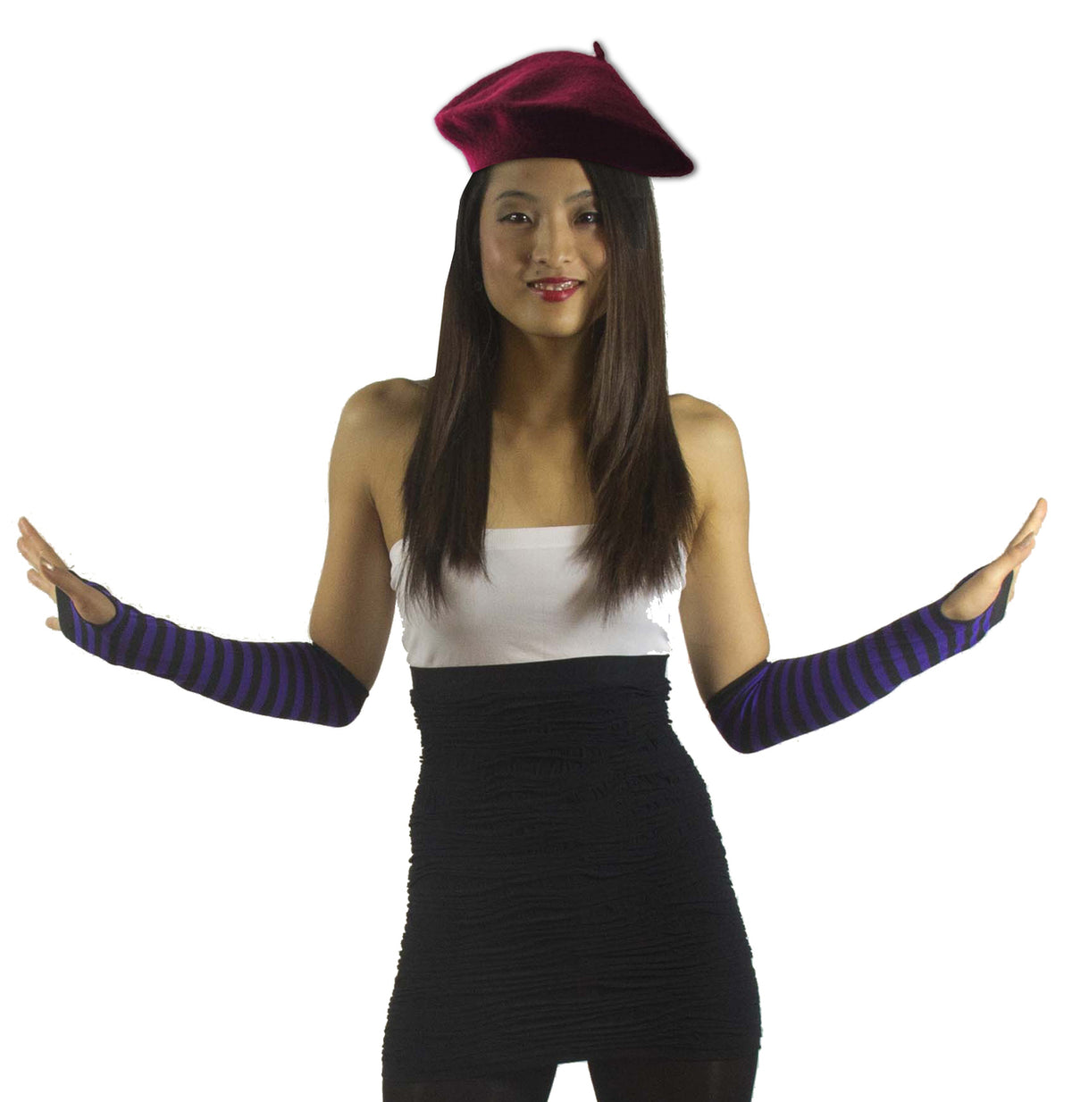 Burgundy Beret Wool 22.5" Standard Adult Size 1363