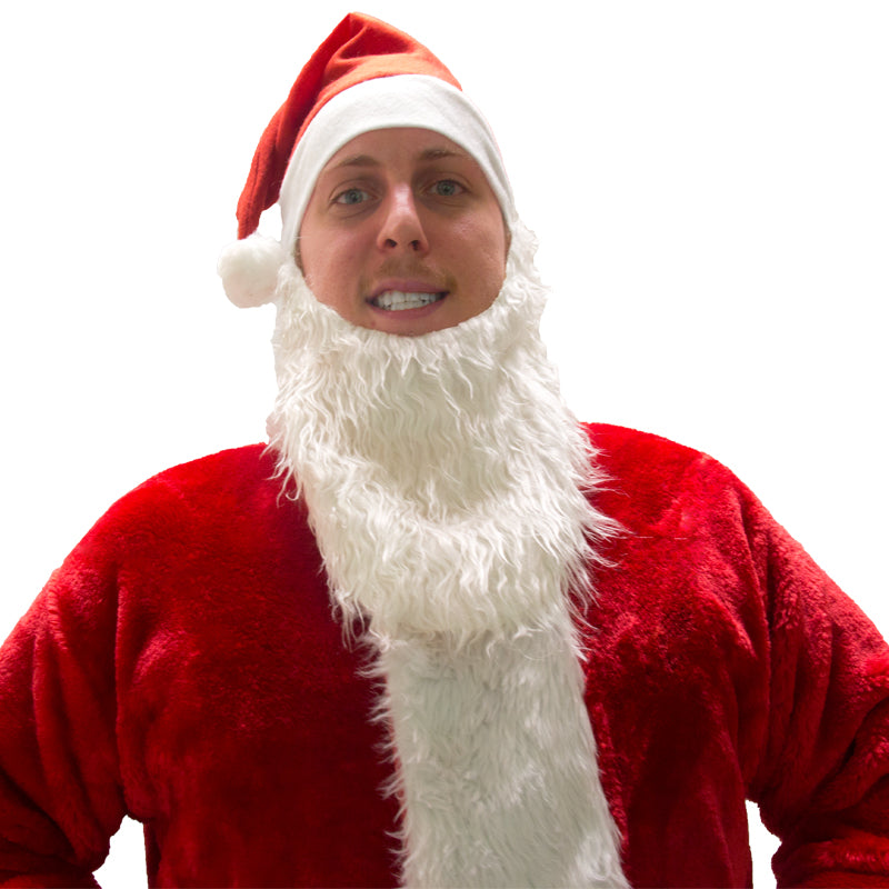 Santa Hat with Attached Beard 12 PACK 1439