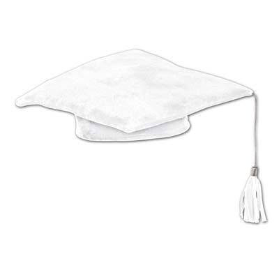 White Plush Graduation Hat 1487