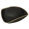 Tricorn  Hat Black Colonial with Gold Trim 1523
