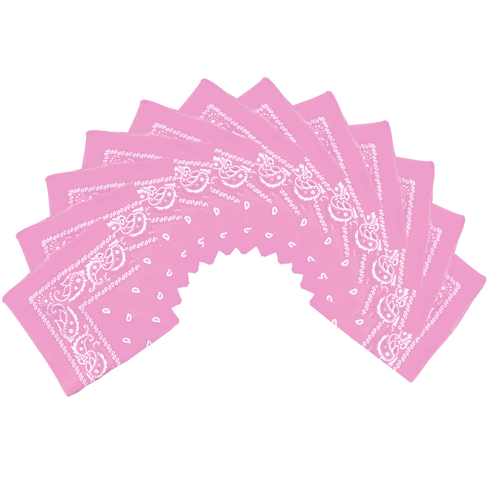 Light Pink Bandana 22" Square Standard 100% Cotton 12 PACK 1914D