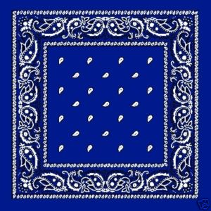 Royal Blue Paisley Bandanna 22" Square Standard 100% Cotton 12 PACK 1920DZ