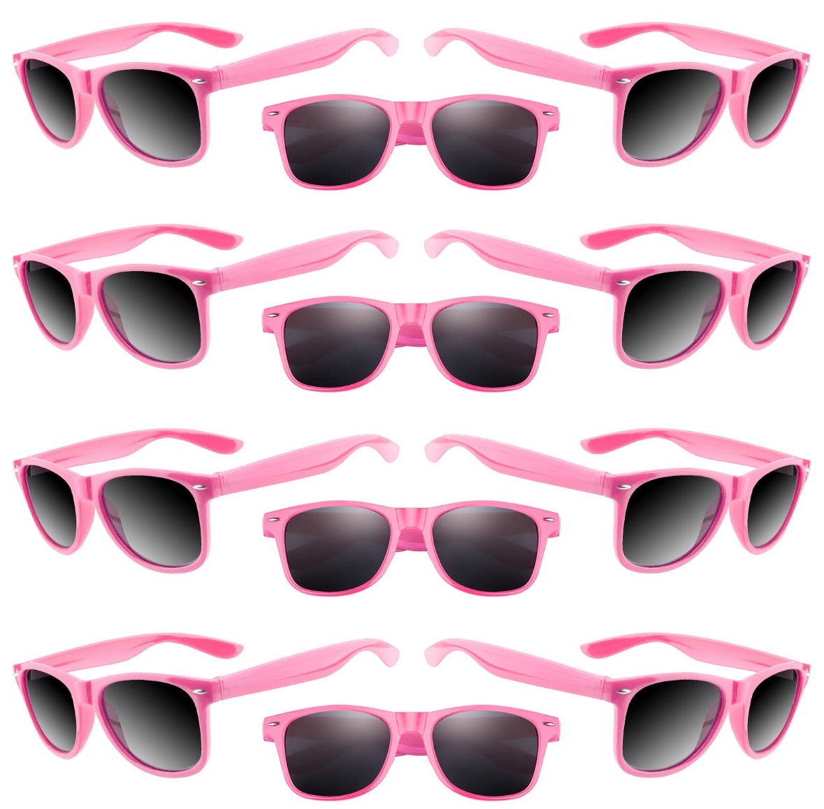 Girls Sunglasses | Kids Neon Pink Iconic 80's Sunglasses 100% UV 12 PACK 13006