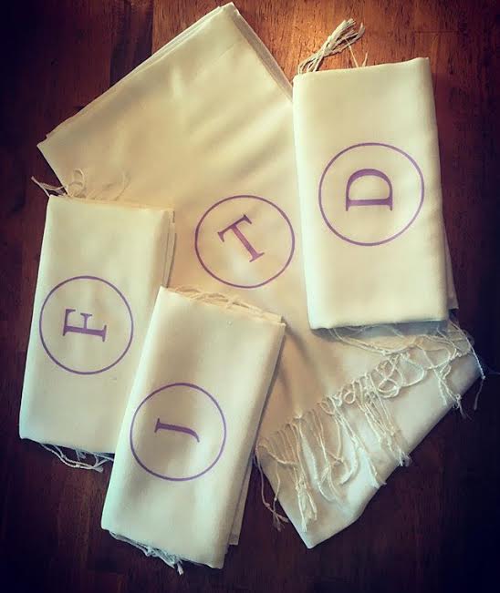 Monogrammed Pashmina | Wedding Shawls |  Bridesmaid Shawls | Scarf   28" x 78" (Fonts in Picture Gallery)