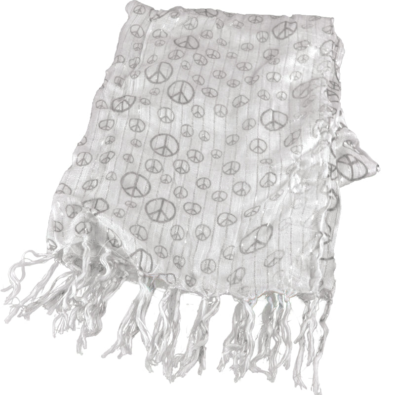 White Peace Sign Scarf 12 PACK 2015