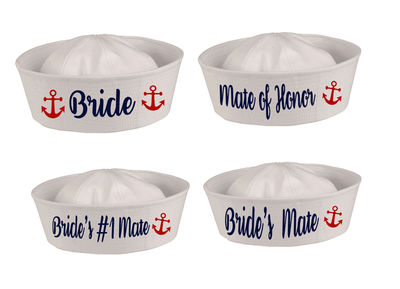 Customized Sailor Hats | Nautical Party Ideas | 100% Cotton With Your Custom Message Adult Size 22.5" Standard