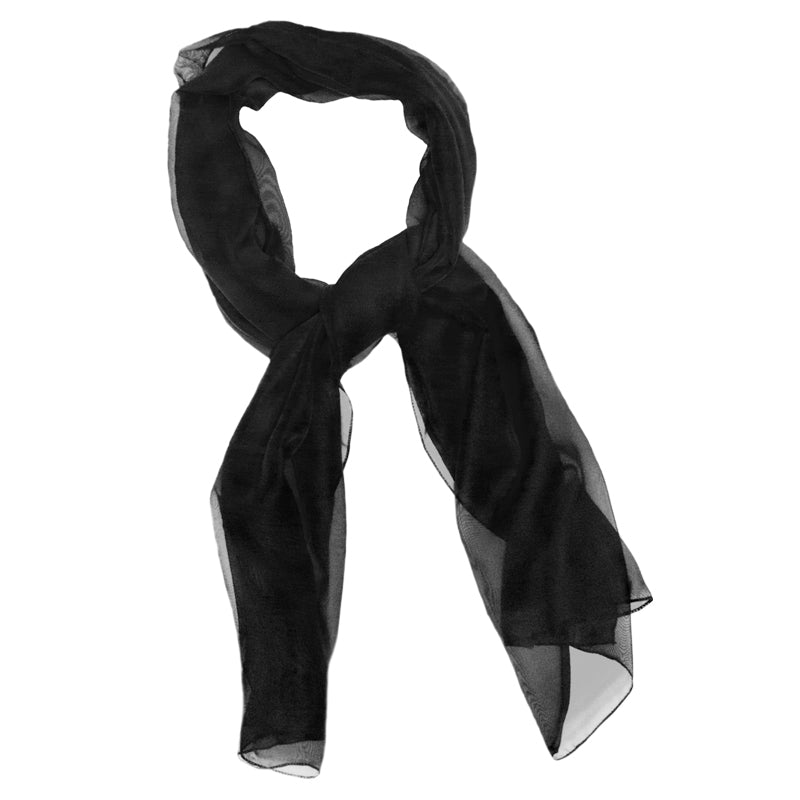Black Long Sheer Chiffon Scarf  21" x 60" 12 PACK  2129
