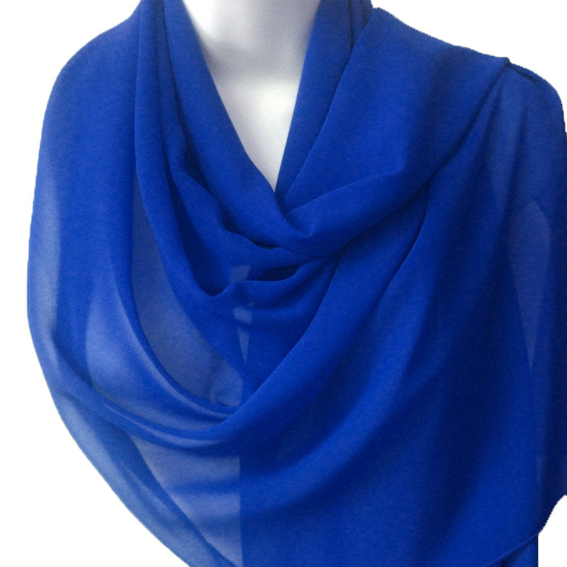 Royal Blue Long Sheer Chiffon Scarf  21" x 60" 2134