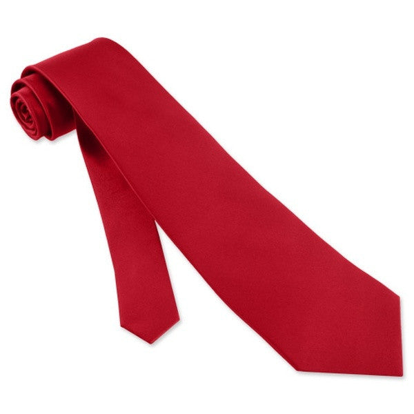 Red 3.75"" Wide Standard Satin Tie 6827