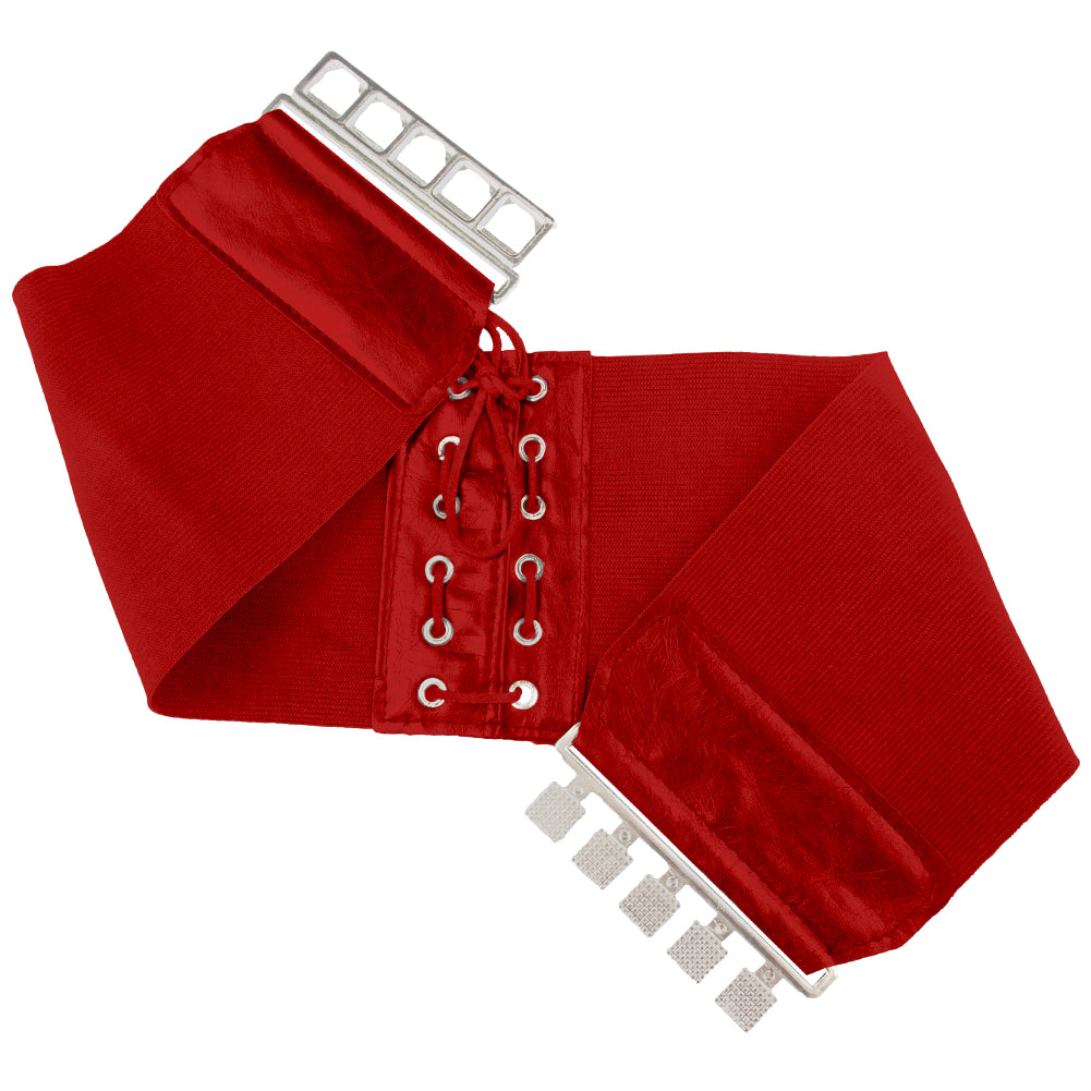 Red Elastic Stretch 4.5" Wide Corset Cinch Belt 2201