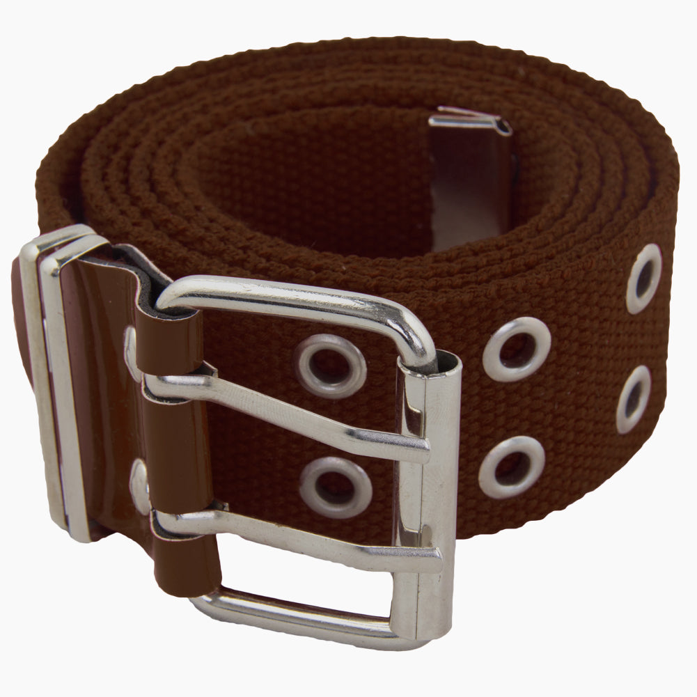 Grommet Belt Brown Canvas Two Silver Hole 2260-2263