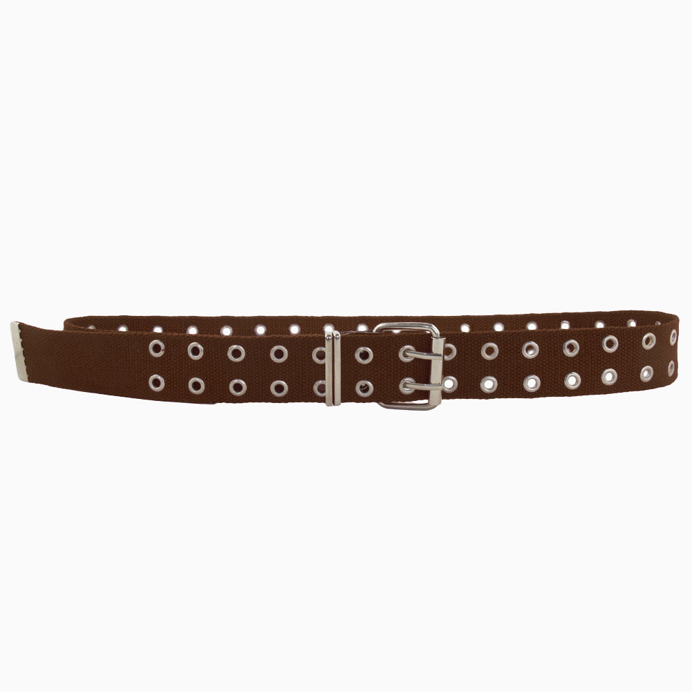 Grommet Belt Brown Canvas Two Silver Hole 2260-2263