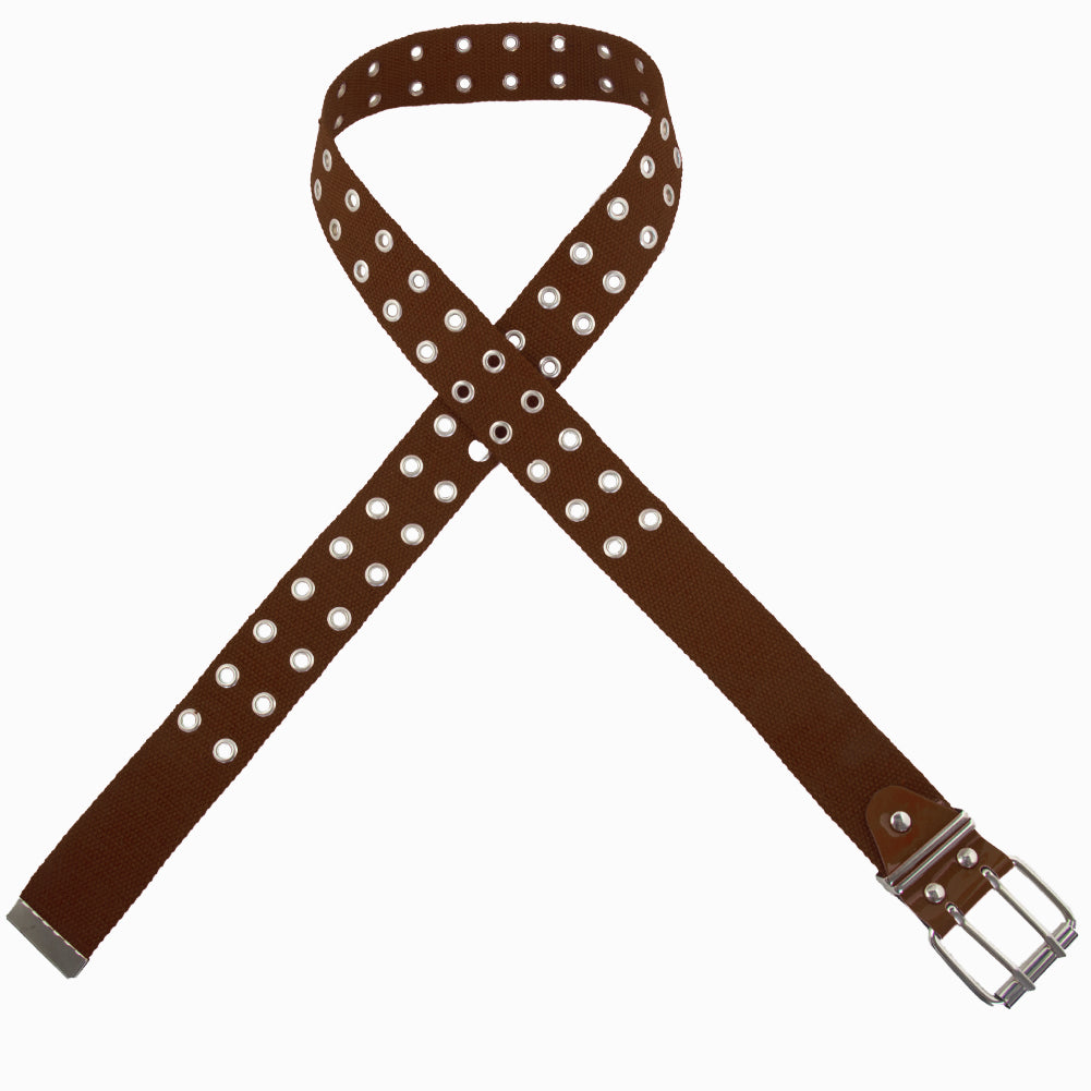 Grommet Belt Brown Canvas Two Silver Hole 2260-2263