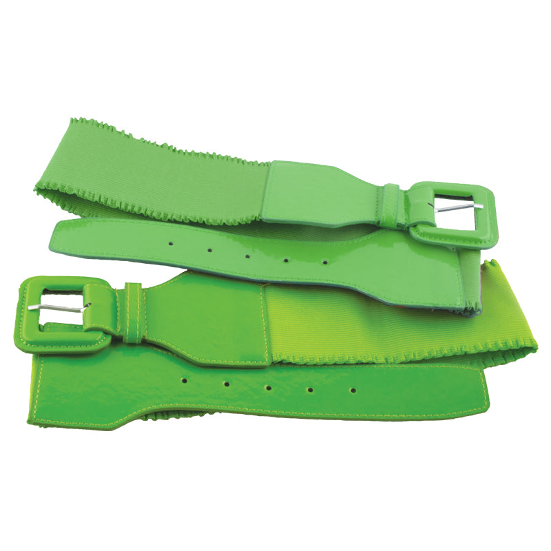 12 PACK Neon Green 80's Elastic Frill Belt WS2409D