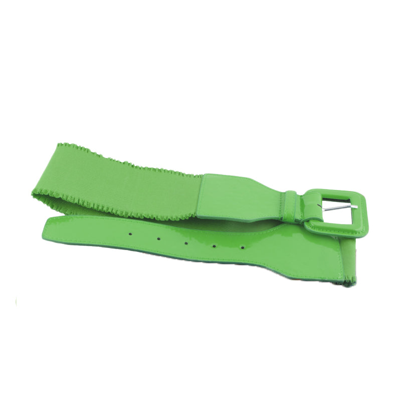 12 PACK Neon Green 80's Elastic Frill Belt WS2409D