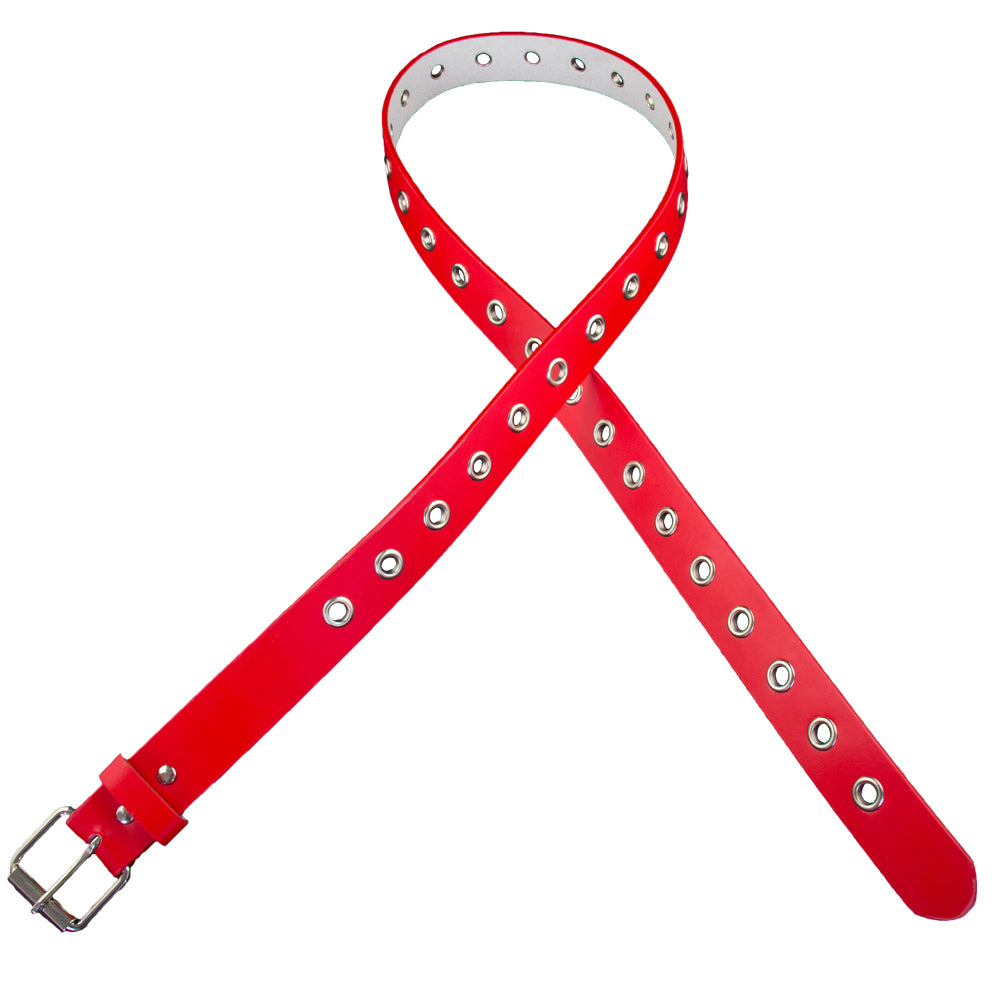 Red One Row Metal Holes Belt 12 PACK 2420 Mixed Sizes