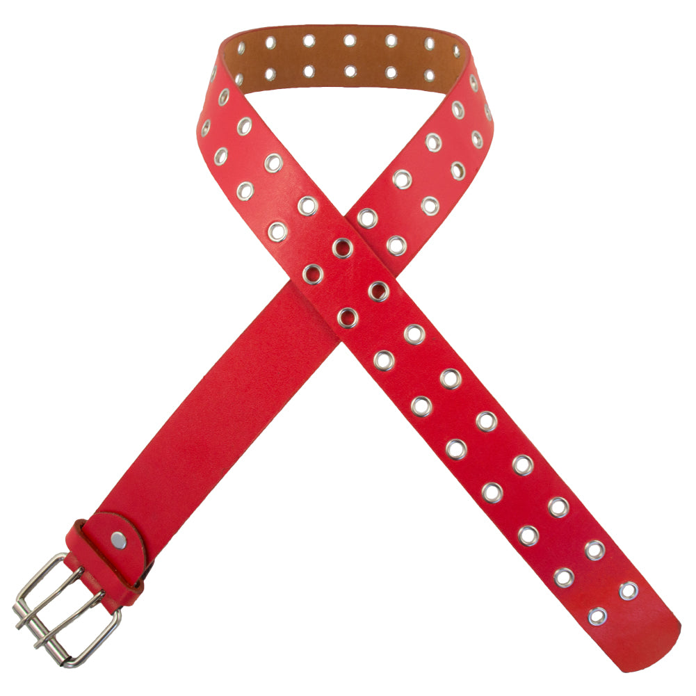 12 PACK Red Punk Two Rows Metal Holes Belts Mix Sizes 2444B