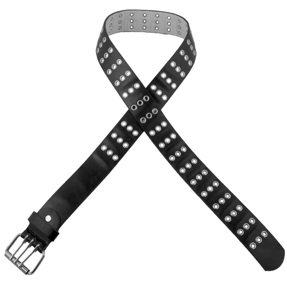 Black Punk Three Rows Metal Holes Belt 2460-2463