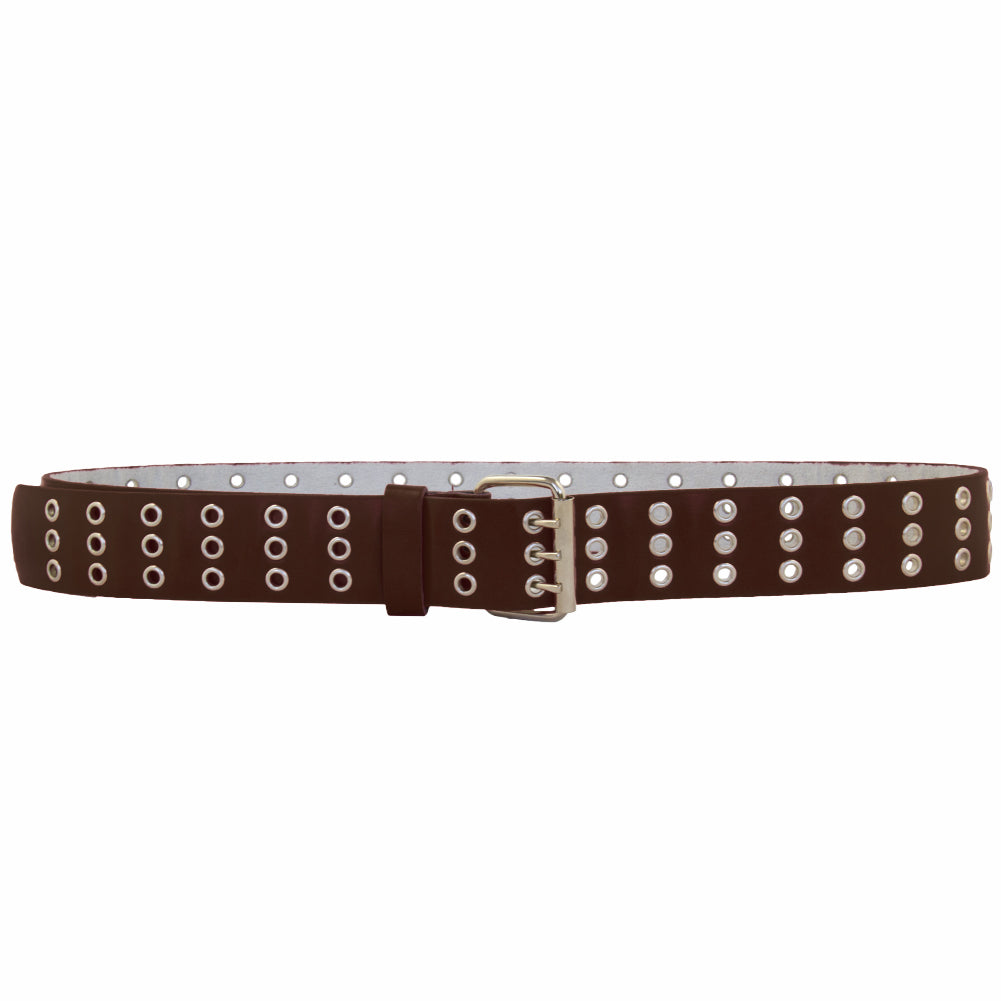 Brown Punk Three Rows Metal Holes Belt 2468-2471