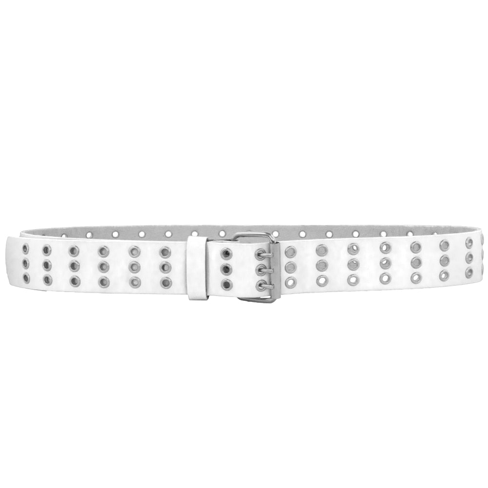 Punk Belts Three Rows Metal Holes White Mix Sizes 12 PACK 2476A
