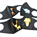 Black Face Masks for Kids  Neoprene w/ Animal Print 12 PACK 70001BM