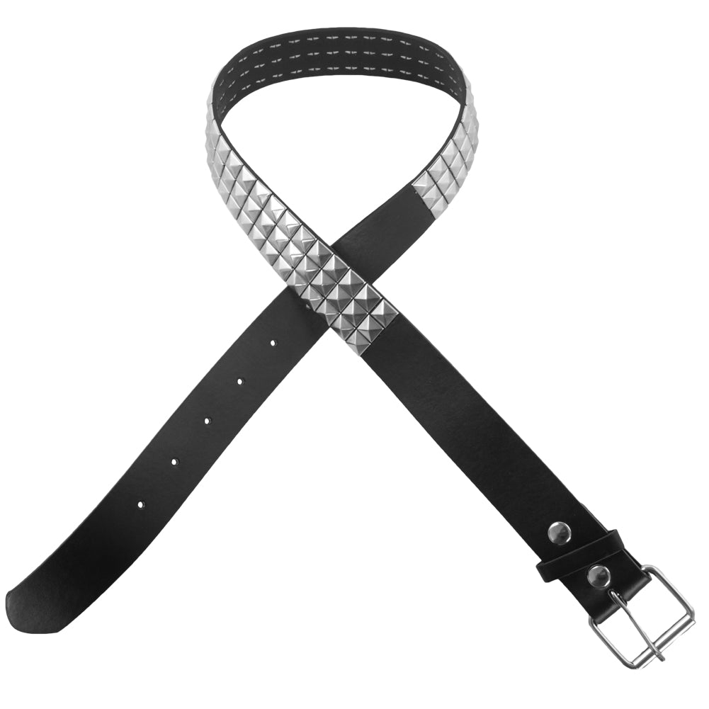 Silver Studded Black Punk Belt 12 PACK 2500-2503