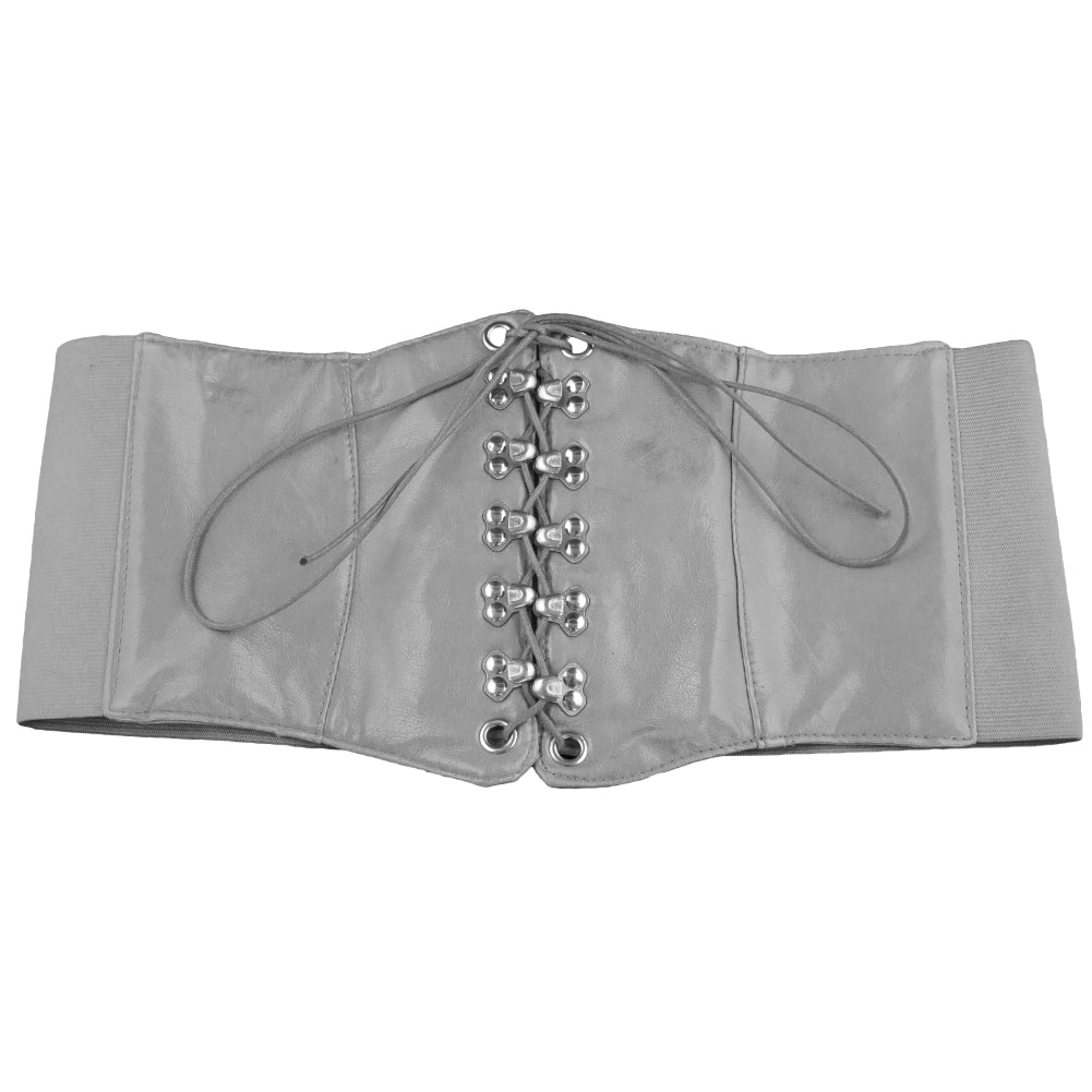 Ultra Wide Silver Patent Leather Stretch Cinch Belt 2720
