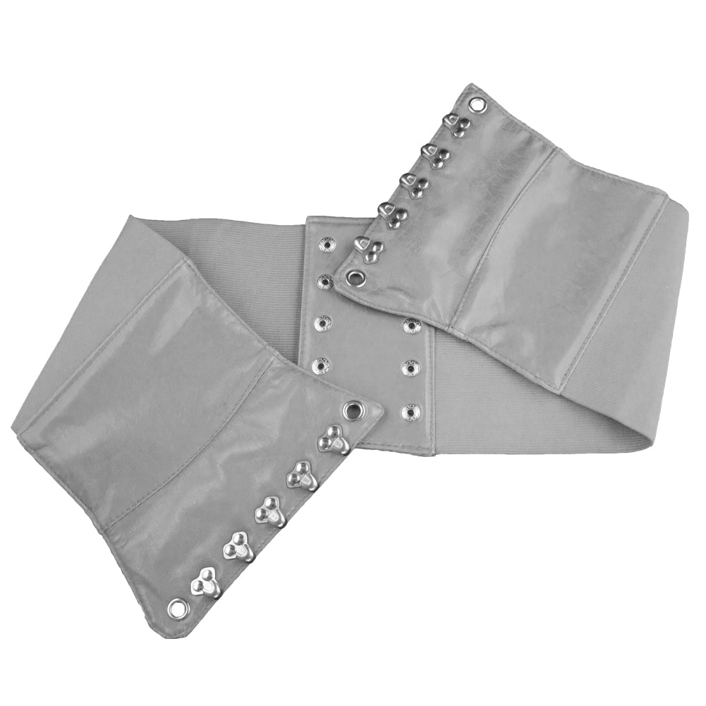 Ultra Wide Silver Patent Leather Stretch Cinch Belt 2720