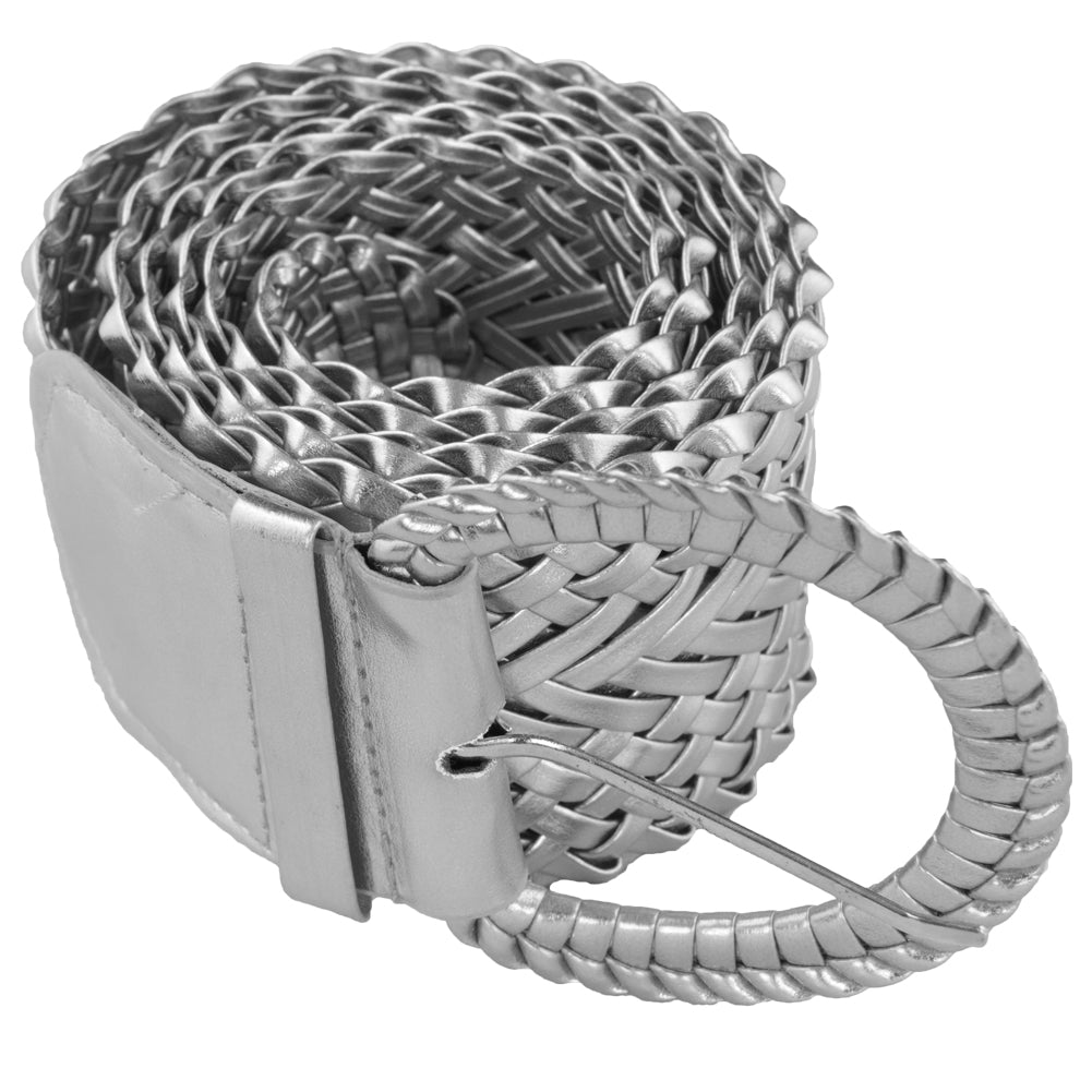 12 PACK Silver Diva Wide Braided Belts Mix Sizes 2736A