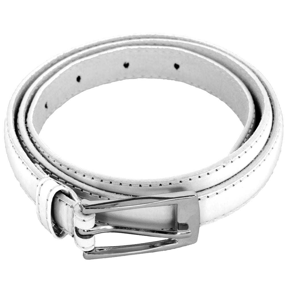 White Skinny Belt with Rectangle Buckle 2804-2807