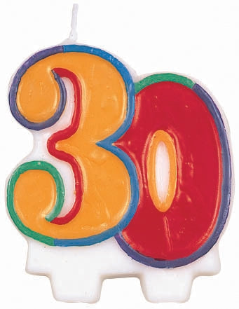 30th Birthday Candle Flat Molded 3805