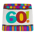 60th Birthday Square Paper Plates 10" 8 PC STANDARD 3822