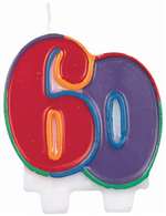 60th Birthday Candle Flat Molded 3824