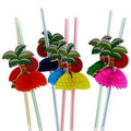 Luau Hawaiian Straws Palm Trees 12 PACK Pack 3829